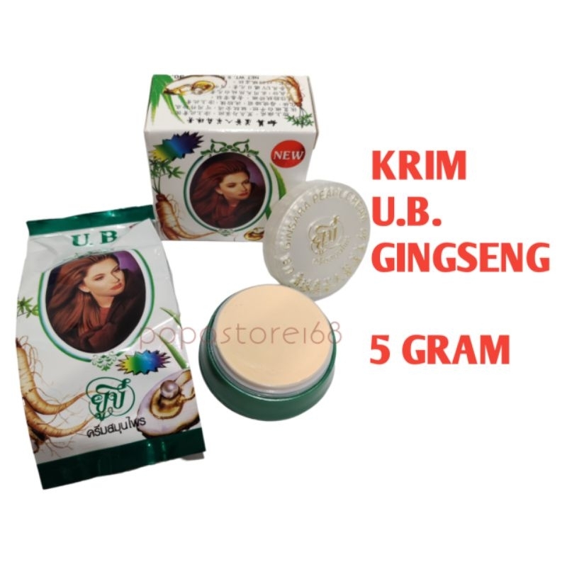 UB GINSENG WHITENING CREAM/ UB GINSENG HERBAL PEARL CREAM 5 GRAM/ UB GINGSENG CREAM ORIGINAL/ UB GIN