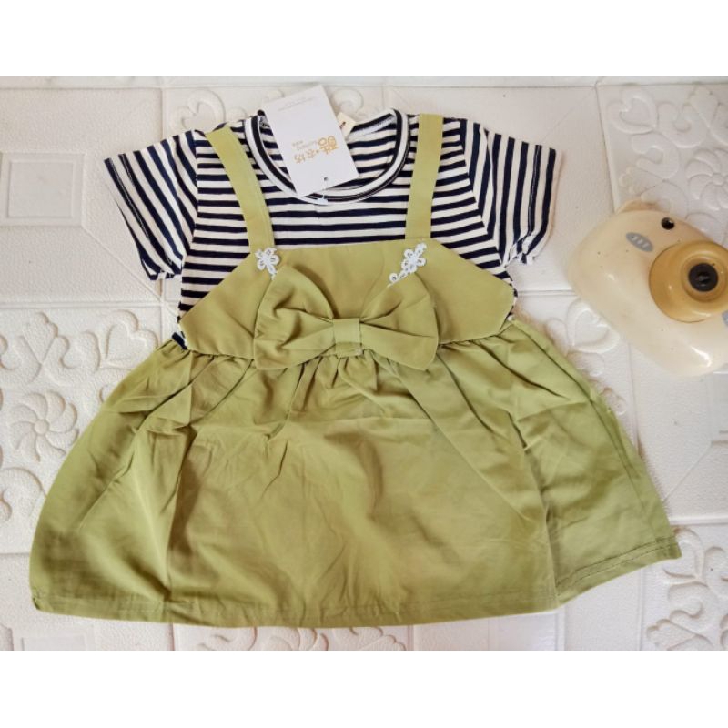 (0-4 Tahun) Dress Anak import overall pita salur kotak /Baju Bayi Perempuan 100% KATUN PREMIUM QUALITY IMPORT