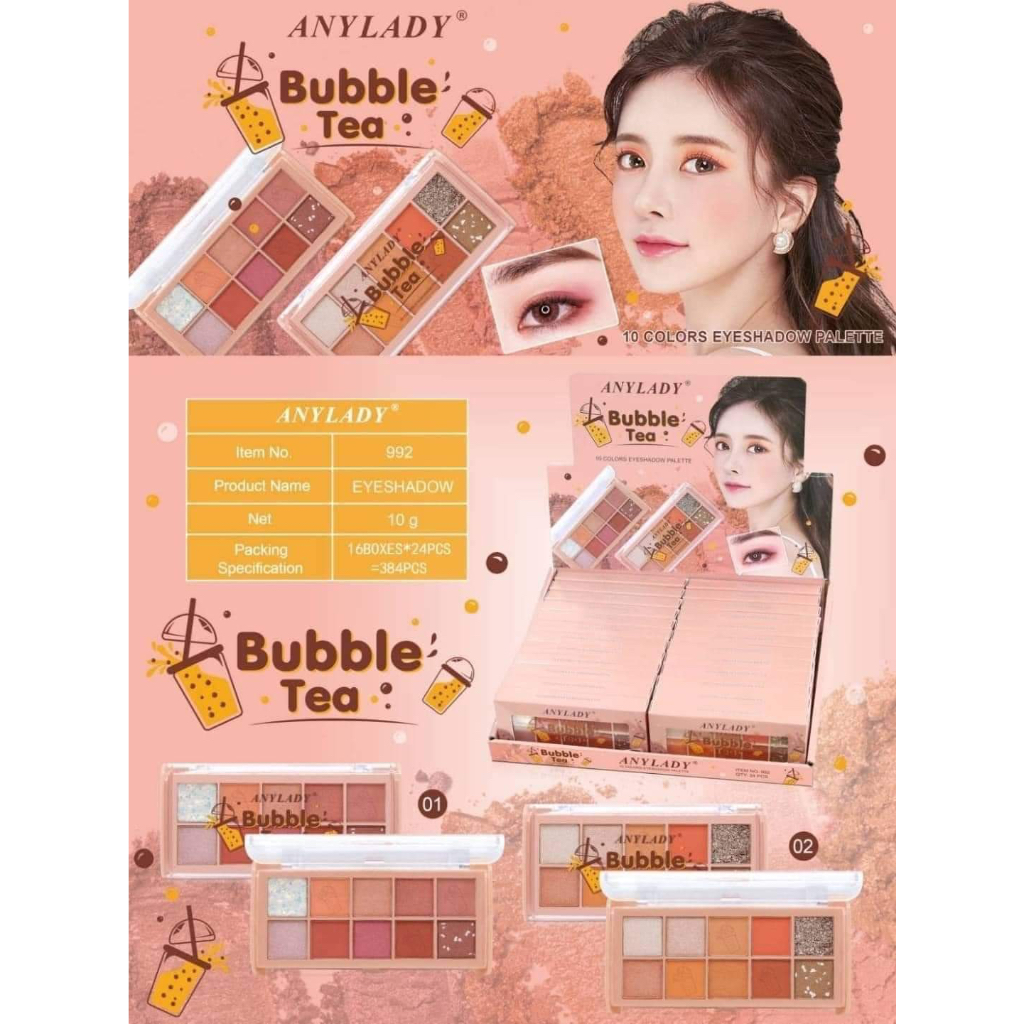 [Per Pc] Eyeshadow Anylady Bubble Tea 10 Warna 992