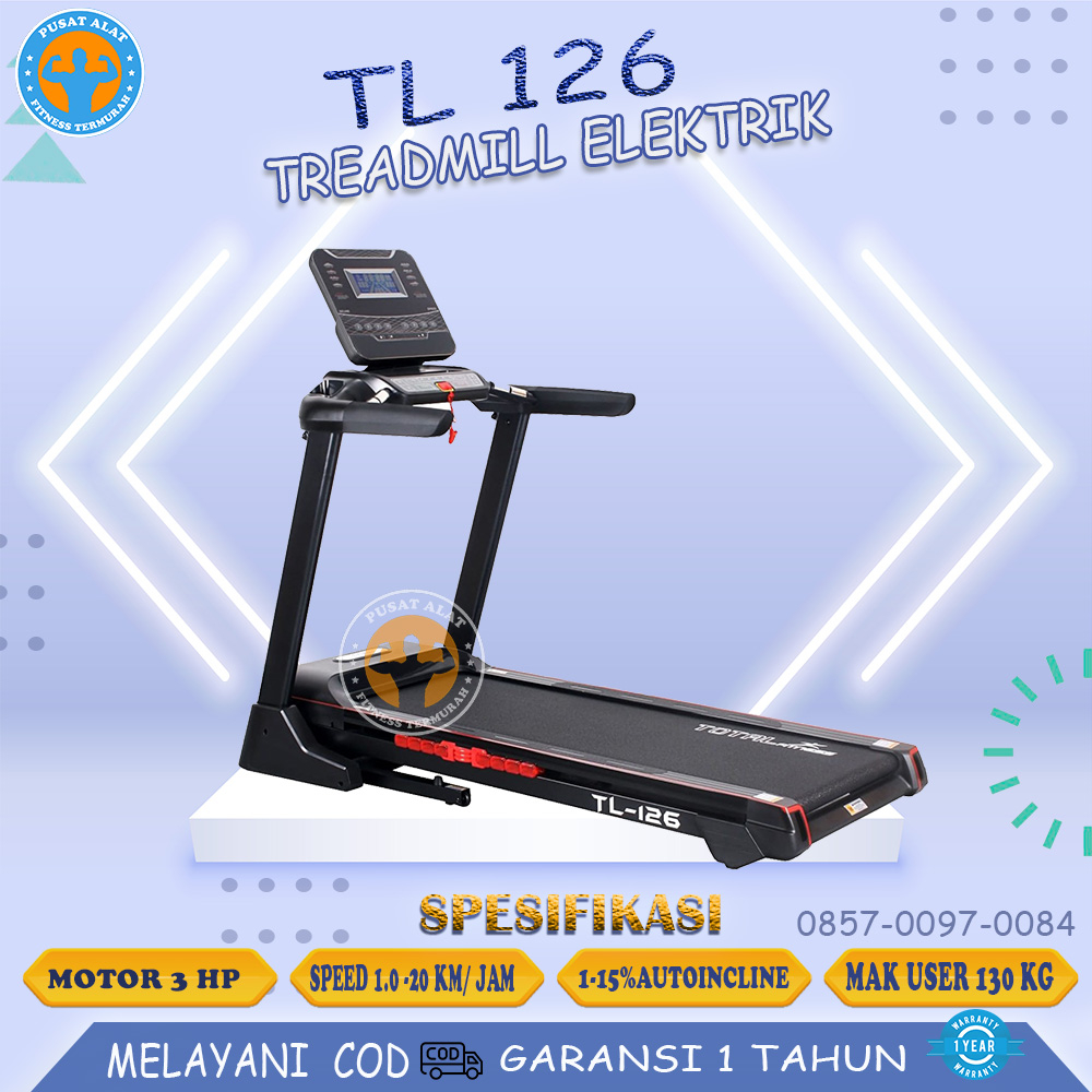 Treadmill Elektrik TL 126 Alat Fitness rumahan Alat Olahraga Lari