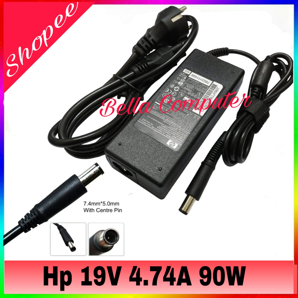 Charger Casan Adaptor Laptop Hp Pavilion DV8000 DV8026EA DV8230CA HP Pavilion Dv4 Dv4z Dv5 Dv6 Dv7 Dm1 Dm4 G4 G6 G7 M6 M7 DV6-6C35DX DV6-6C50US DV6-7134NR DV6-7137NR G4-2235DX M6-1045DX M7-1015DX 19.5V 4.74A Original