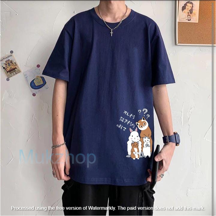 Baju Oblong Lengan Pendek Cat Rabbit Mukzhop Kaos Oversize