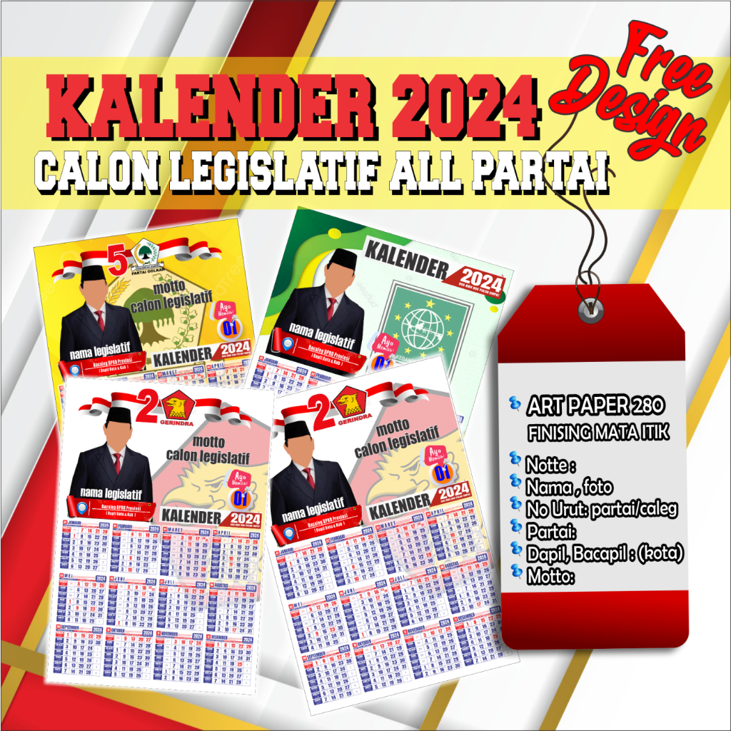 KALENDER  TAHUNAN 2024+ GANTUNGAN MATA ITIK FREE DESIGN MIN 5O PCS