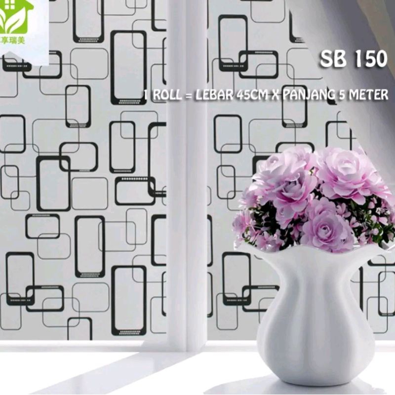 sticker kaca sunblast motif kotak modern