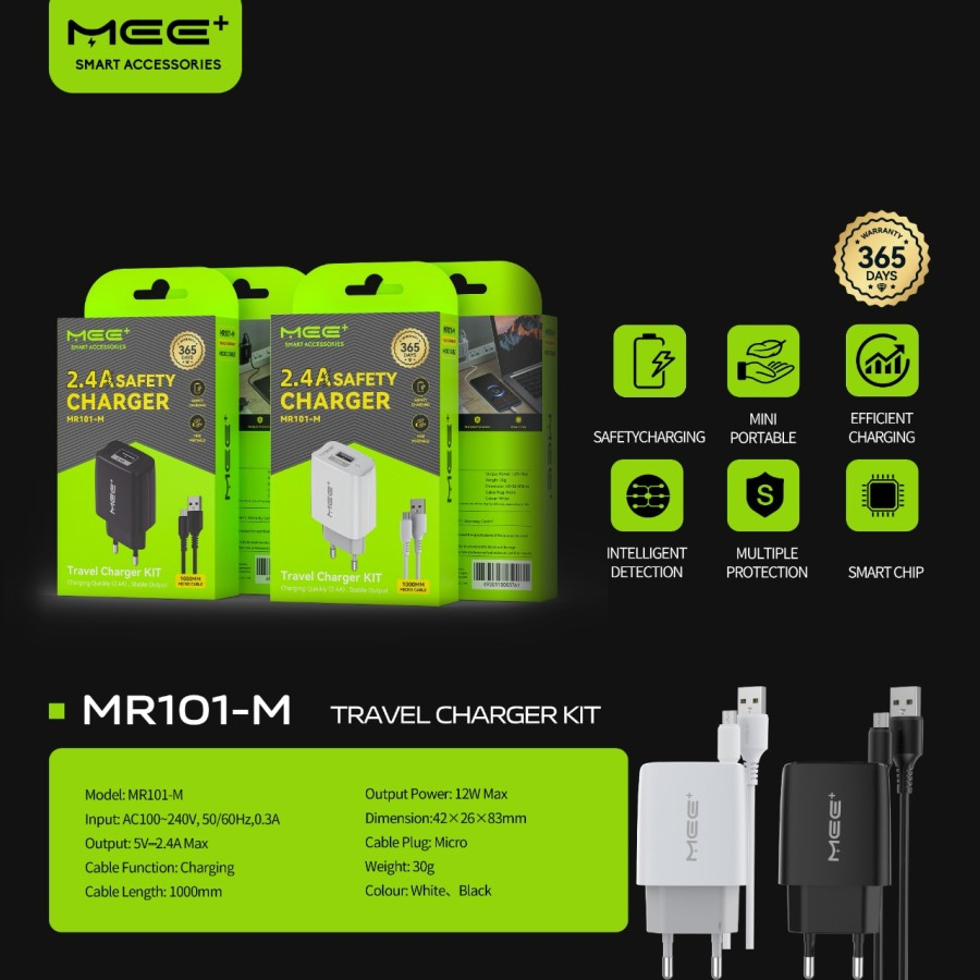 Charger Set Micro USB MEE+ MR101-M Travel Charger KIT Micro USB 2.4A