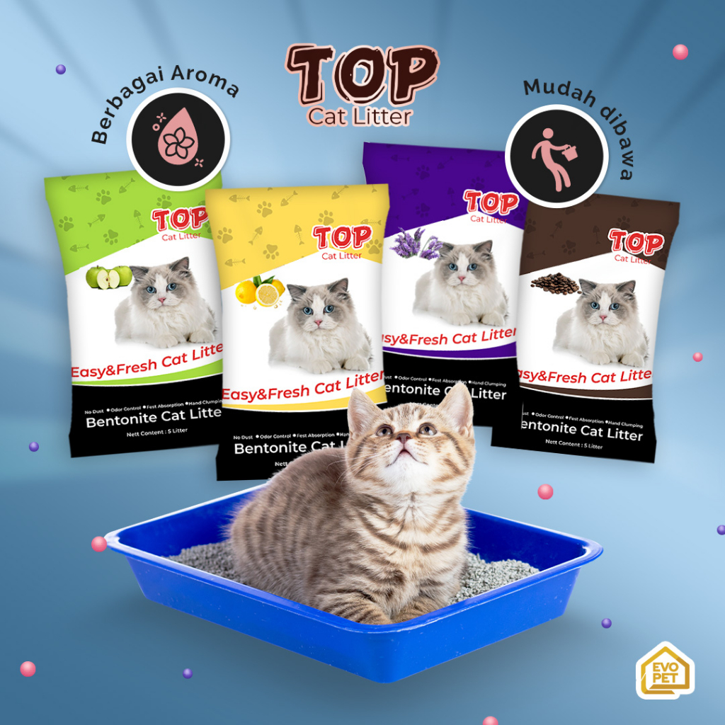 Pasir Kucing Gumpal Wangi TOP Cat Litter Bentonite 25Litter Only Grab and Gojek