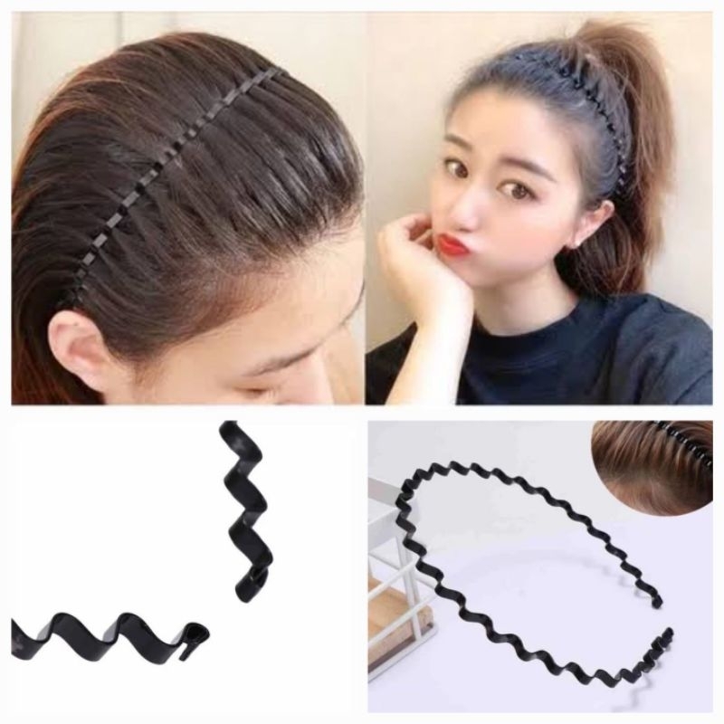 Bando Besi Hairband Bandana Bendo Gelombang Aksesoris Rambut Fashion