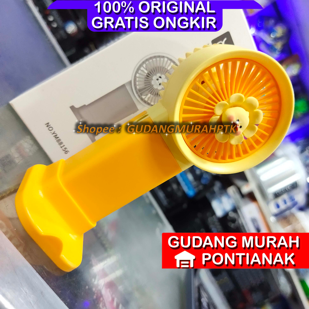 Kipas Cas Bisa Bawa Bawa Minifan Charge Portable Model Bunga Kepala Hewan/Animal Warna Random Angin kencang dan lembut