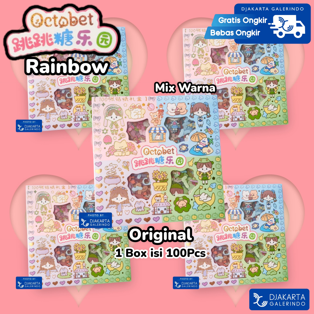 Sticker MASU TEA TIME ANNE MOMO Rainbow Mix Warna Original waterproof Stiker Kartun Korea Anti Air Original isi 100pcs