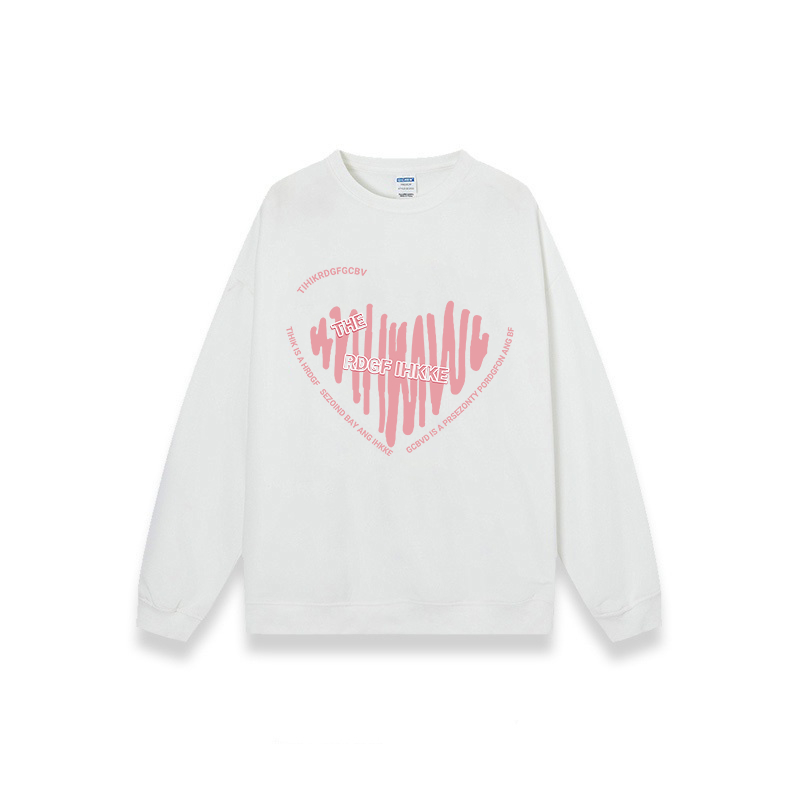 XiaoZhaiNv Korean Style Pink Heart Pattern Lengan Panjang Baju Sweater Wanita A0621