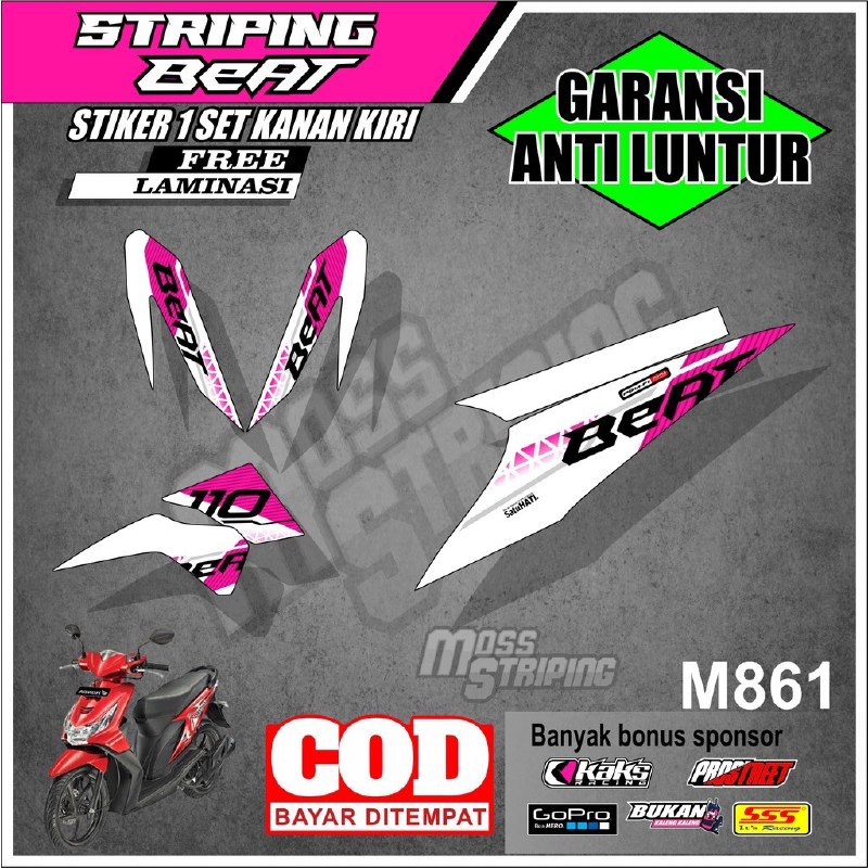Stiker Motor Striping Beat Karbu Beat Carbu Beat Old Lama 2012 2011 2010 2009 2008 kode M861 variasi
