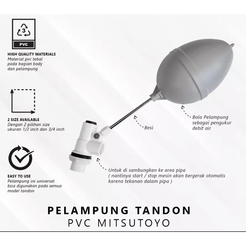 Kran air tandom pvc pelampung otomatis Mitsutoyo