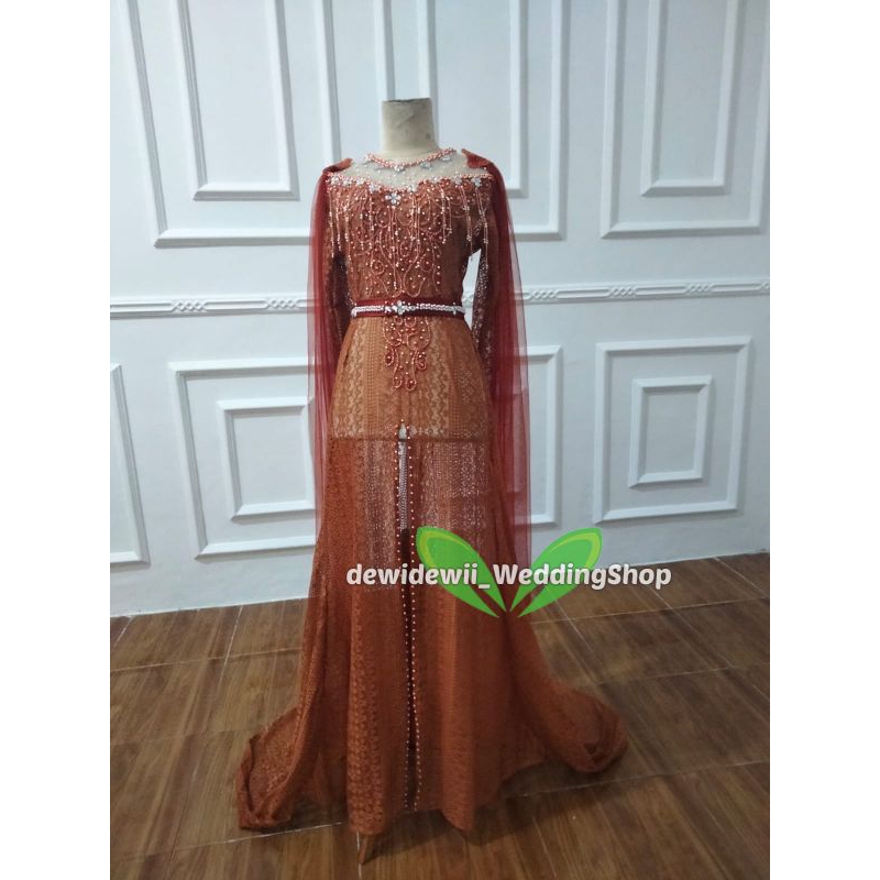 Kebaya Pengantin Cantik / Broklat Ekor Panjang + Slayer - Warna Lengkap