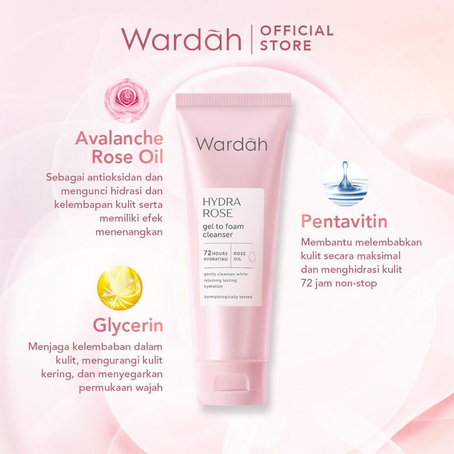 Wardah Hydra Rose Gel to Foaming Cleanser 100ml | Pembersih Wajah