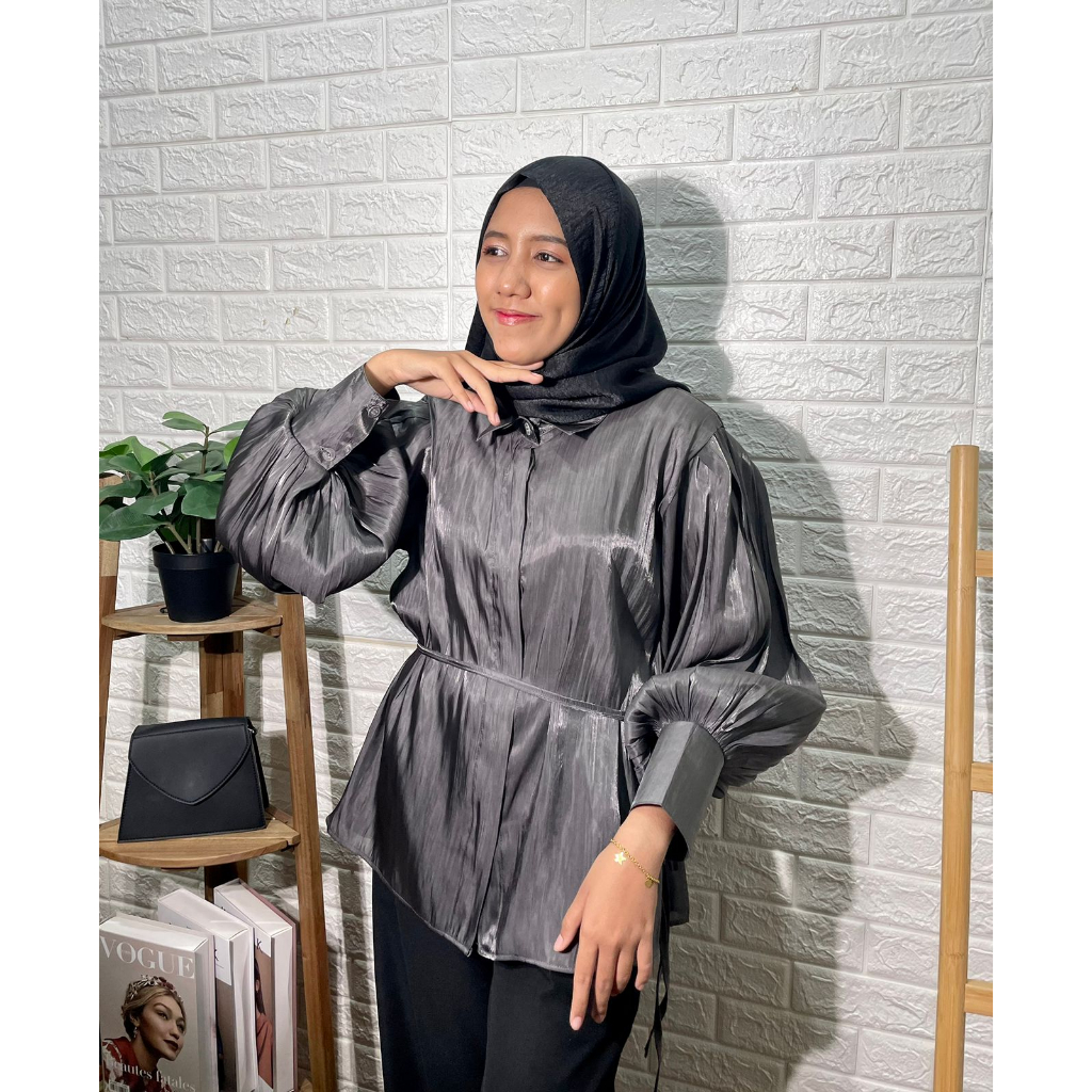 Neysha shimmer shirt wanita muslimah + tali  / atasan shimmer / baju shimmer