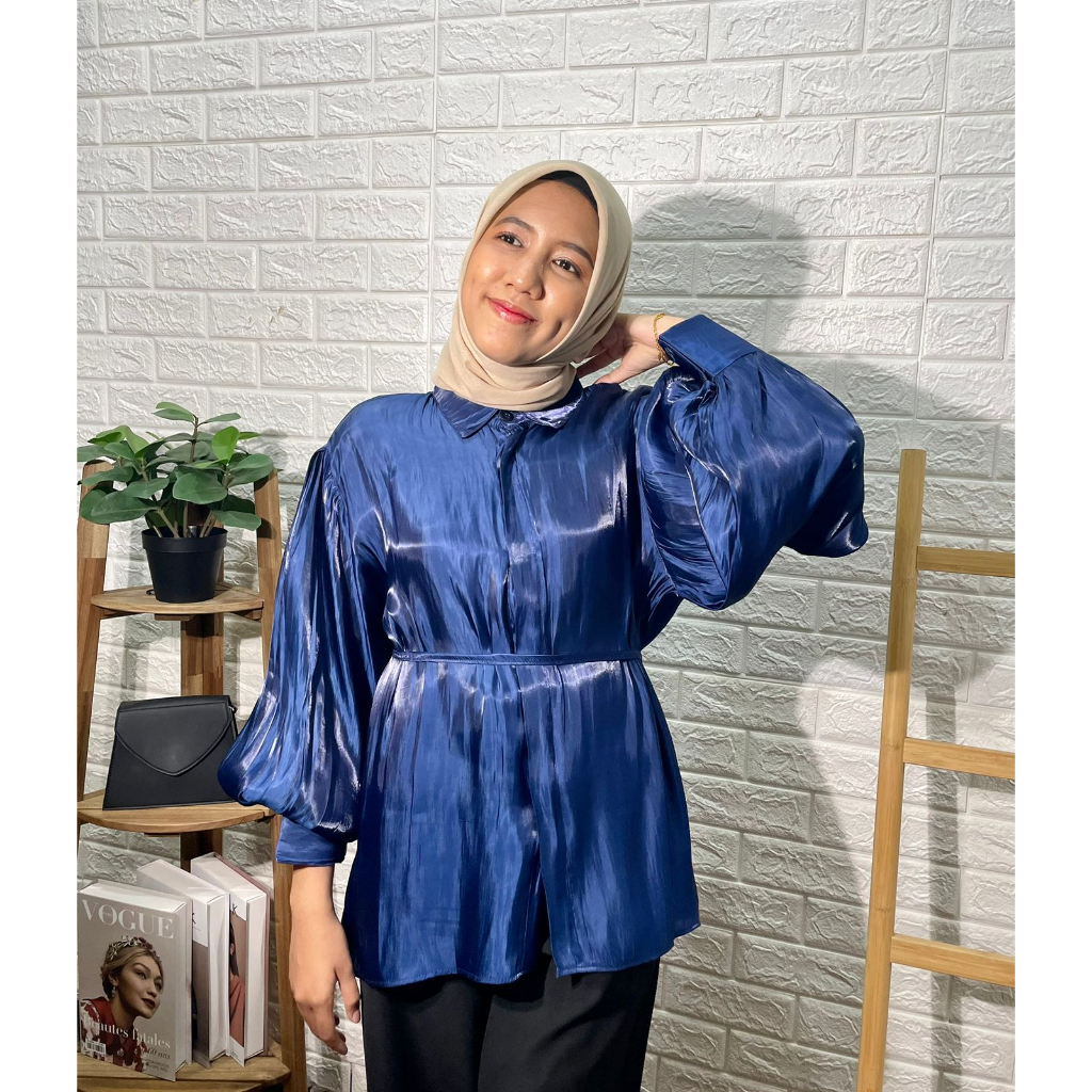 Neysha shimmer shirt wanita muslimah + tali  / atasan shimmer / baju shimmer