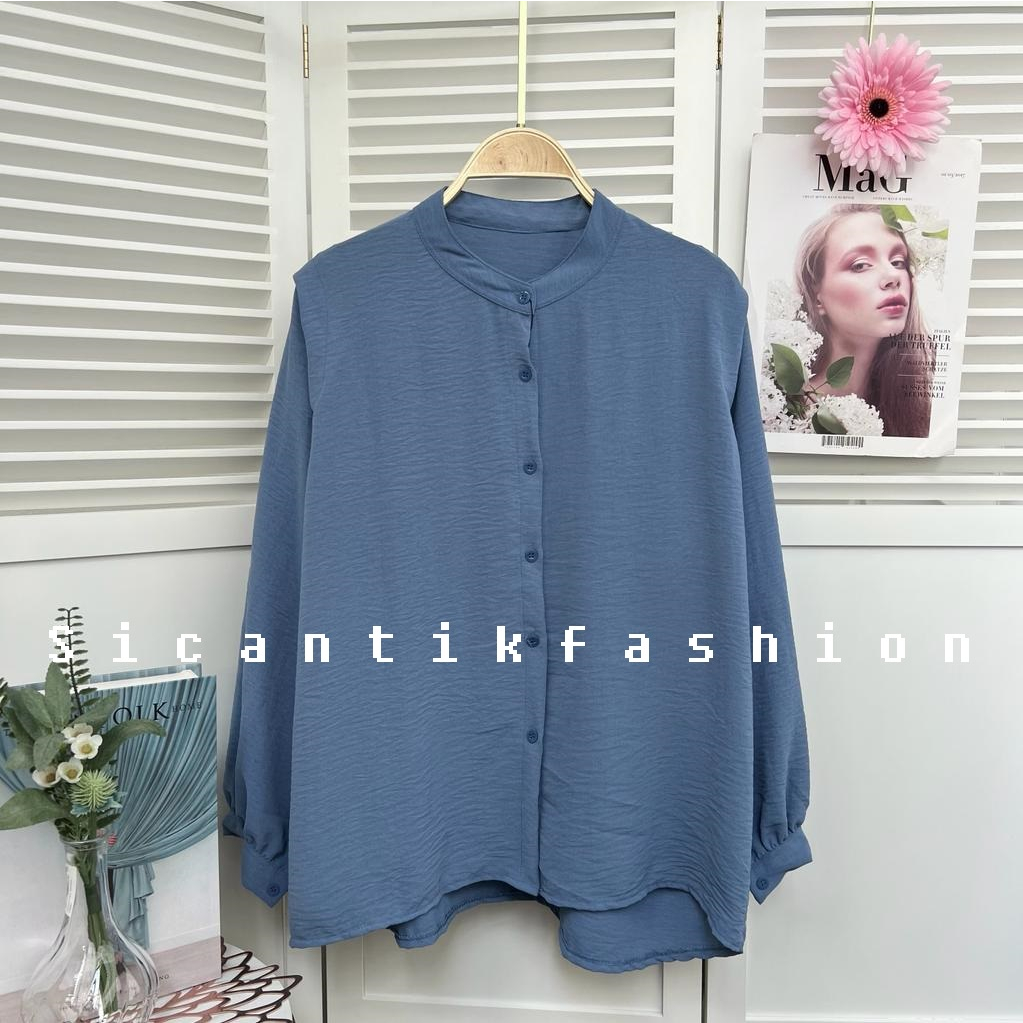 Blouse Kemeja Wanita Crinkle Airflow / Kemeja Cewek Korean