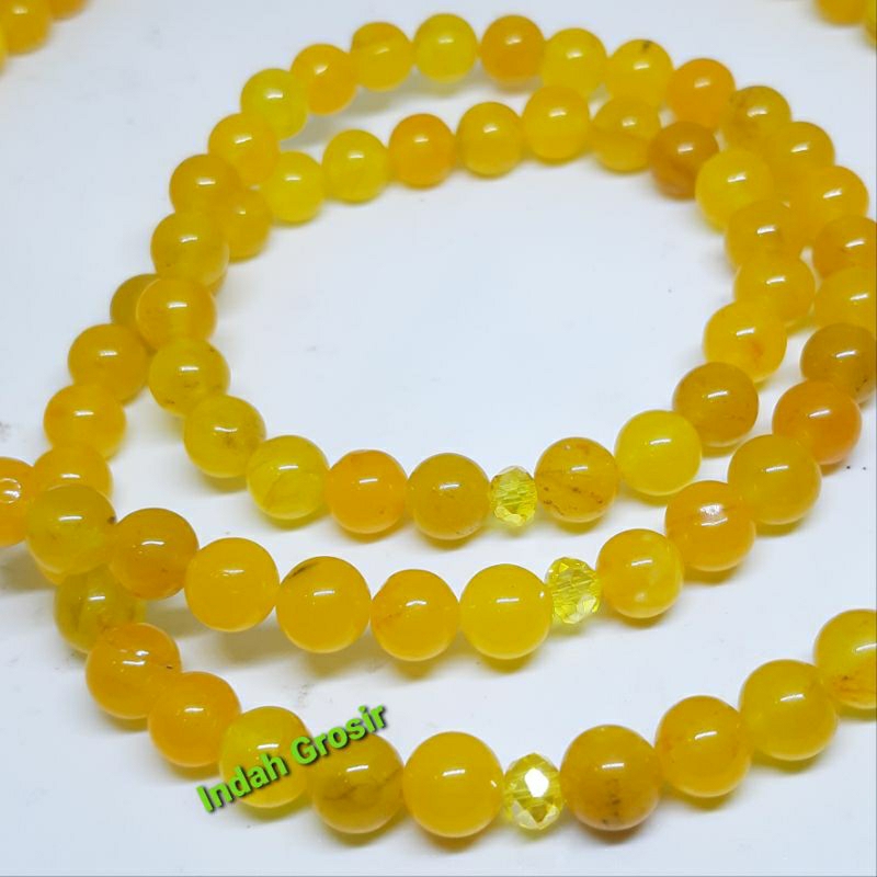 Tasbih batu giok kuning 8mm 108butir