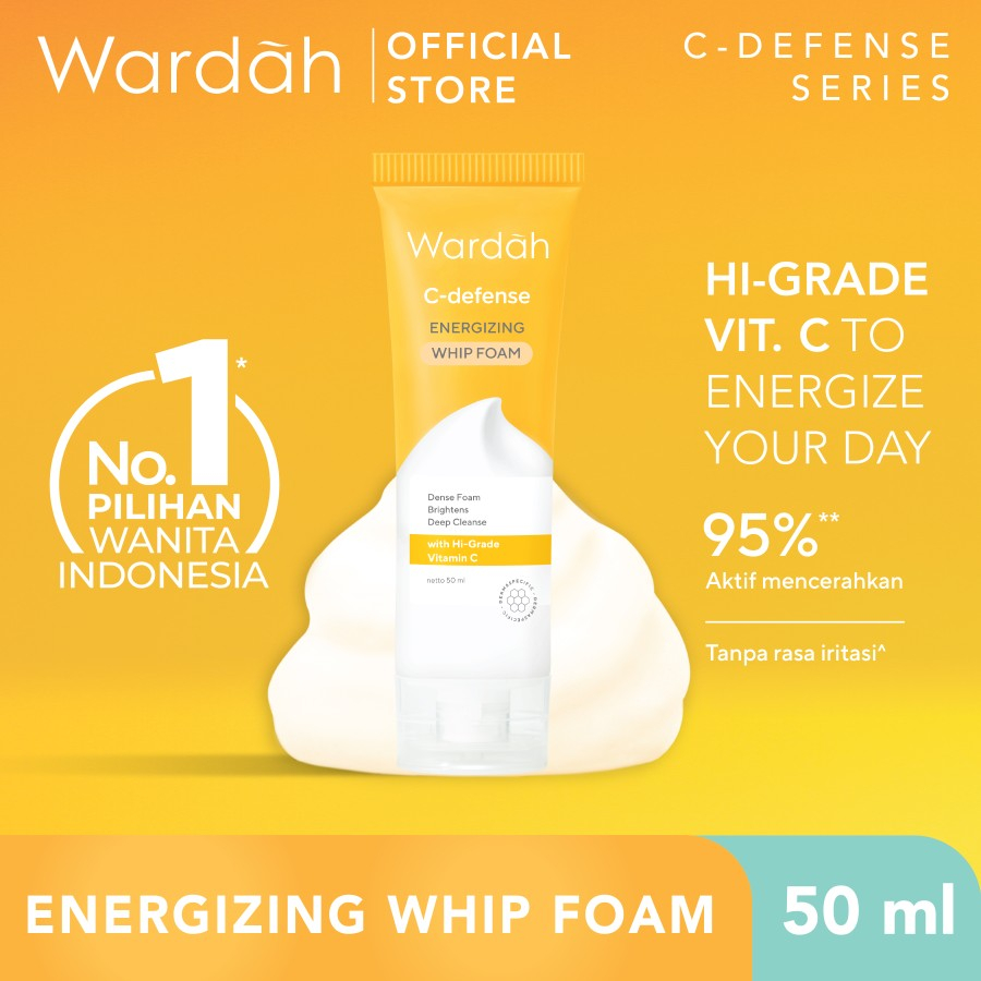 Wardah C-Defense Energizing Whip Foam 50ml &amp; 100ml | Pembersih Wajah