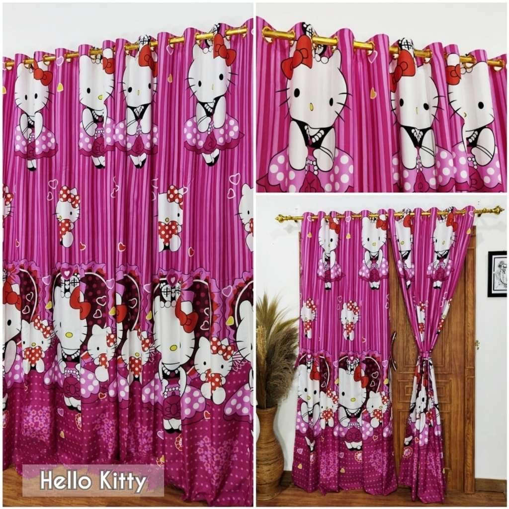 Goden Hello Kitty Lucu Unik Tirai Kamar Anak 135 x 220