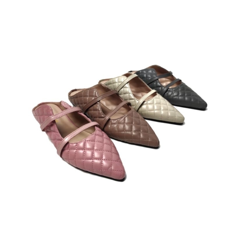 Sepatu Wanita Mules Hak 2cm Lancip PS14