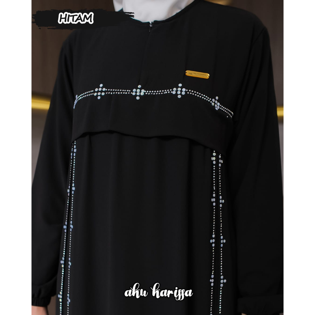 Dress NOVALIANA ASTIANI ARUNI AKU KARISSA terbaru ceruty babydoll gamis wanita muslimah putih hitam haji terbaru polos branded