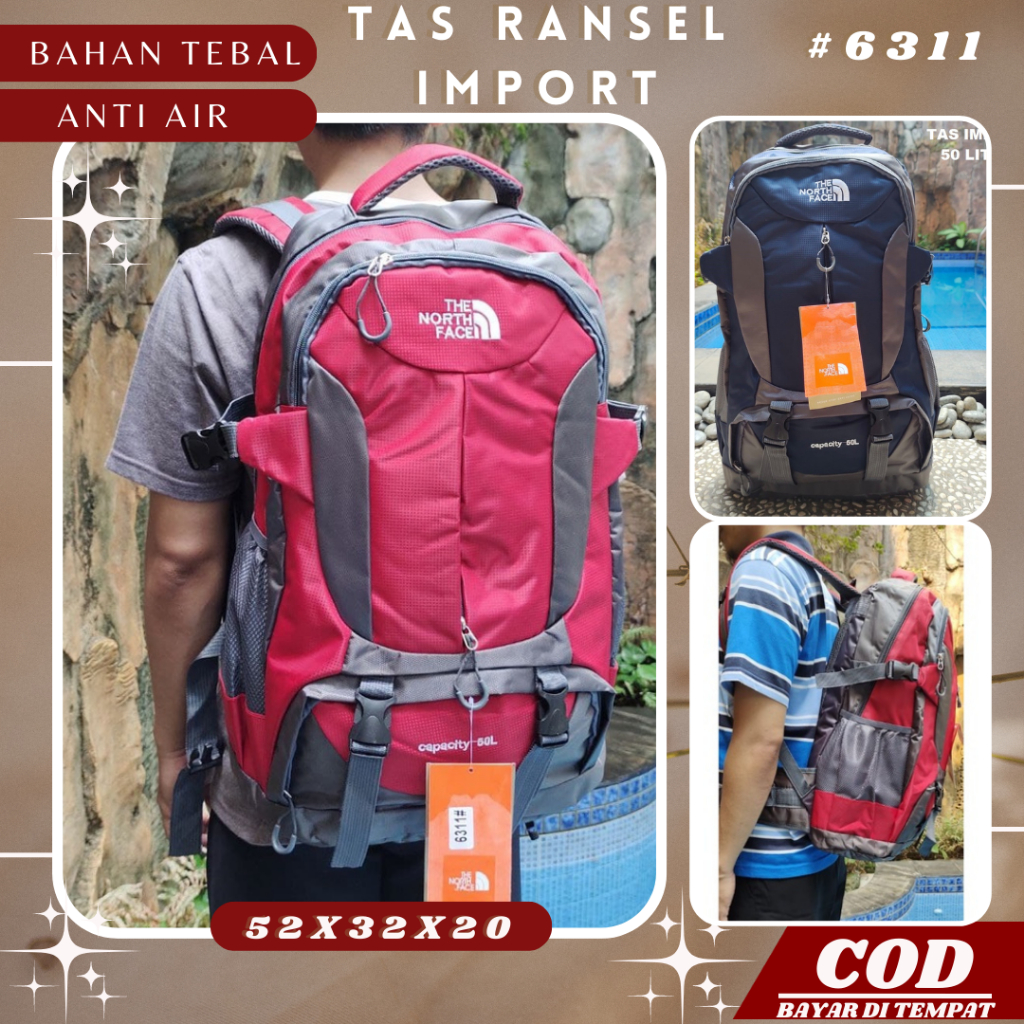 Tas Ransel Gunung Pria Backpack Punggung Carrier Bahan Anti Air Waterproof Import Outdoor Traveling 