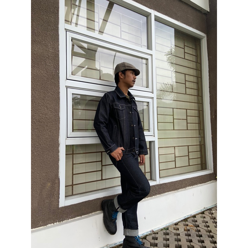 Cuci Gudang Jaket Denim 14Oz - Jaket Jeans Pria - Jaket Denim Trucker - Raw Denim