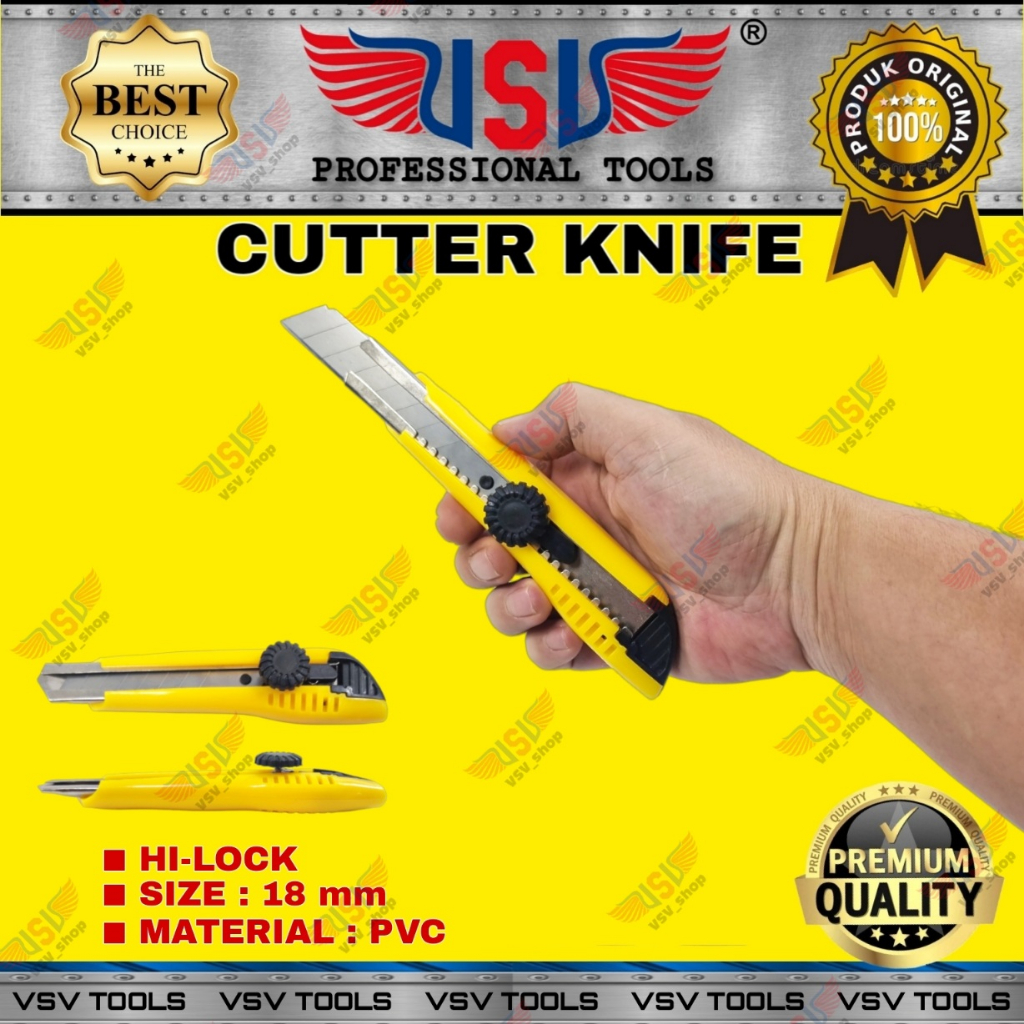 Cutter Besar Pisau Cutter 18mm Cutter Knife Hi-Lock VSV HS-02