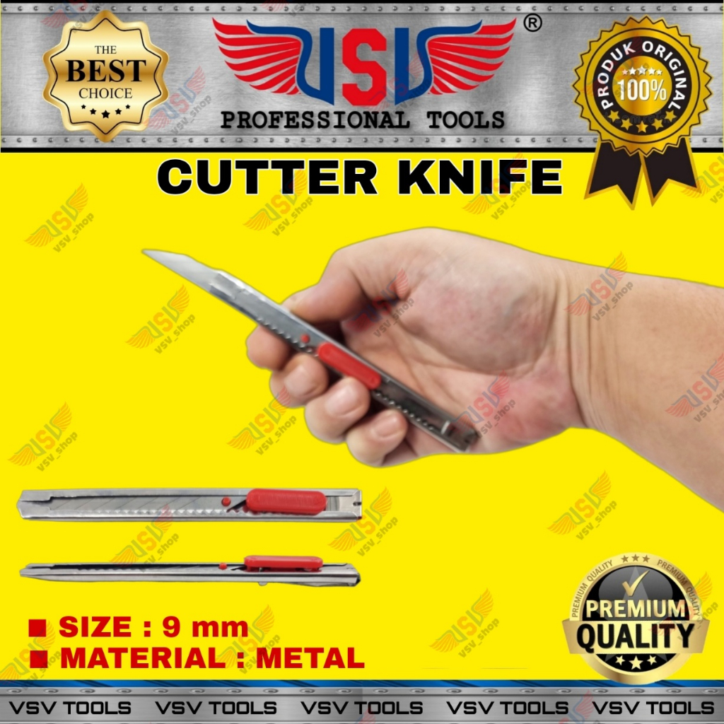 Cutter Kecil Metal Pisau Cutter 9mm Cutter Knife VSV HS-03