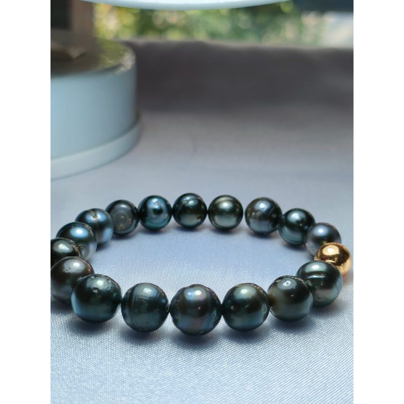 gelang full mutiara air laut hitam tahiti black Tahitian pearls gelang mutiara laut