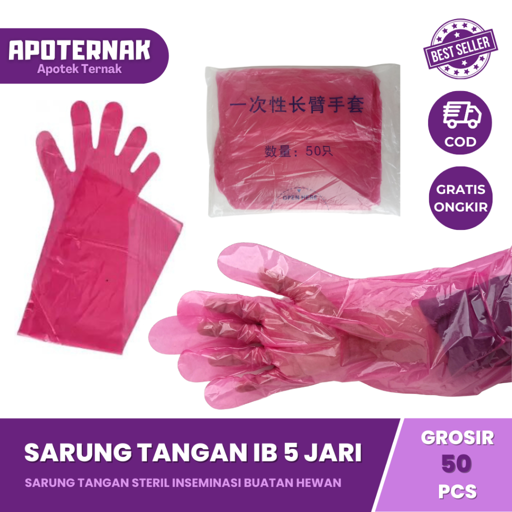 GLOVE INSEMINASI BUATAN Ecer 1 Pack Isi 50 Pcs | Glove IB | Sarung Tangan Inseminasi Buatan