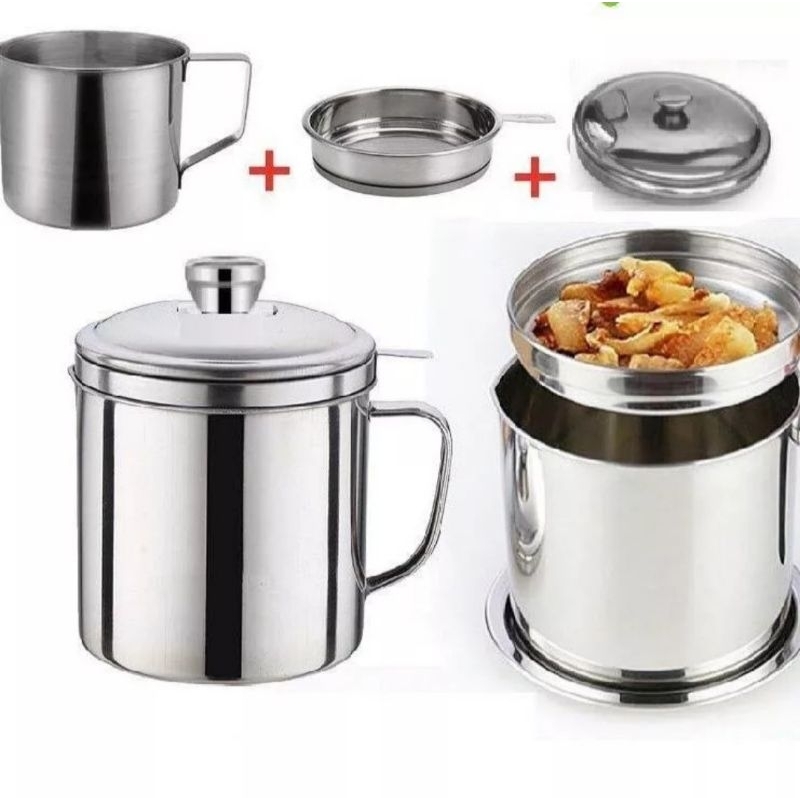 SARINGAN MINYAK GORENG STAINLESS OIL POT SARINGAN STAINLESS CANGKIR SARINGAN MINYAK STAINLESS