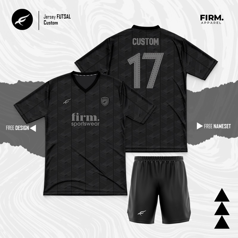 Jersey futsal Custom Free nama dan logo tim baju Jersey futsal hitam
