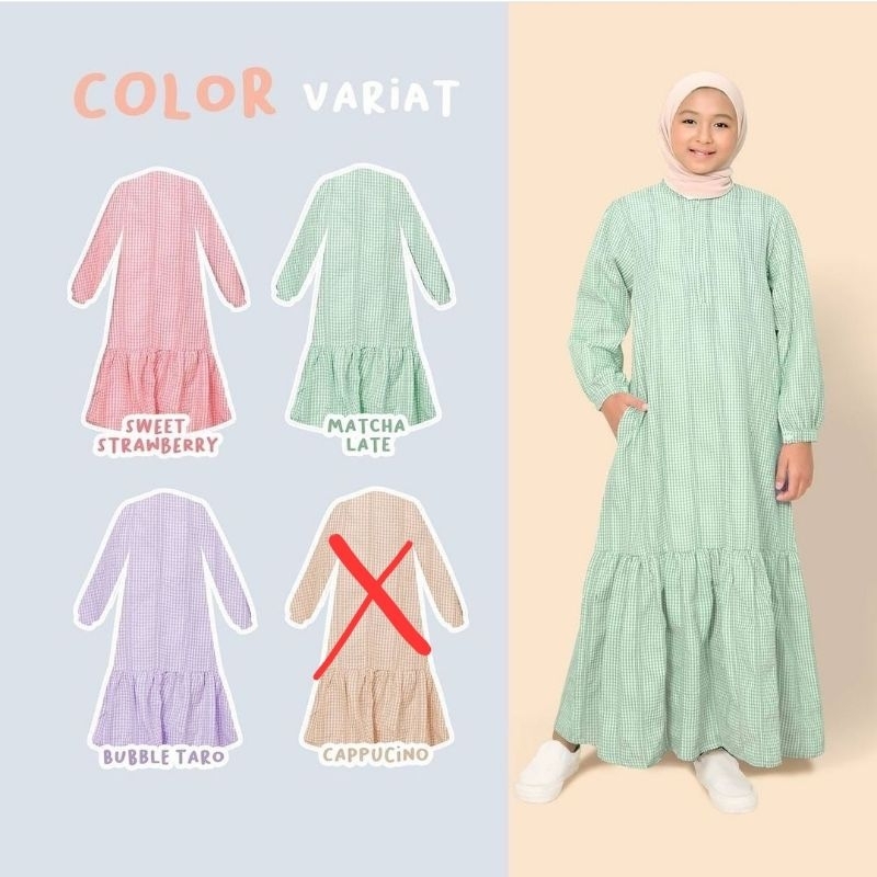 Baju muslim anak perempuan/midi dress anak/dress anak perempuan/Elena midi dress by Odettemoslem_kid