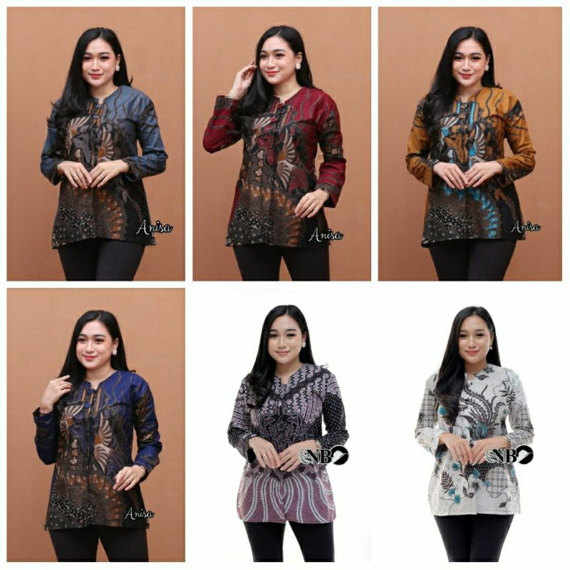 tey-17 Batik wanita ASJ SA HRB026 Kenongo Kemeja Tosca Pendek