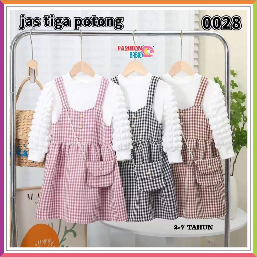 SW-D3IN1 DRESS WOL IMPORT KOREA LENGAN JAGUNG | GRATIS TAS SELEMPANG 2 ❤ Fashionbabies ❤