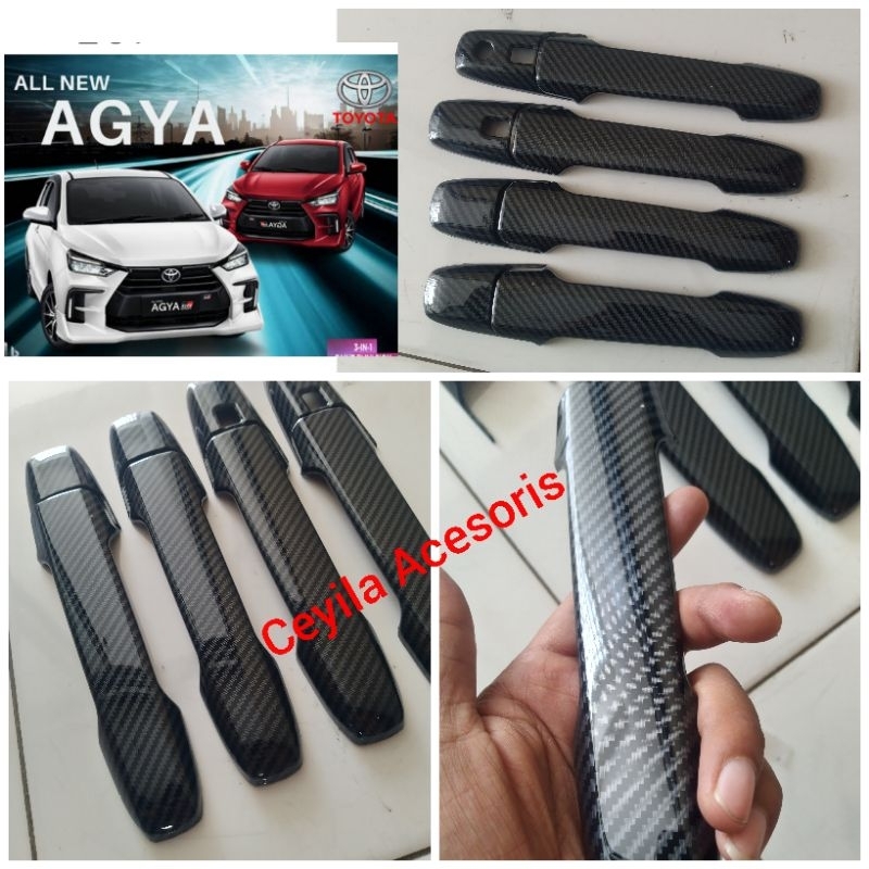 Cover Variasi Handle Gagang pintu Mobil All new Agya/ Ayla 2022-2023 Carnon