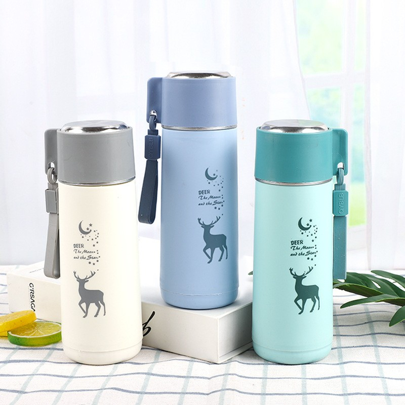 BOTOL MINUM KACA FOOD GRADE 450ML MOTIF RUSA RAIN DEER