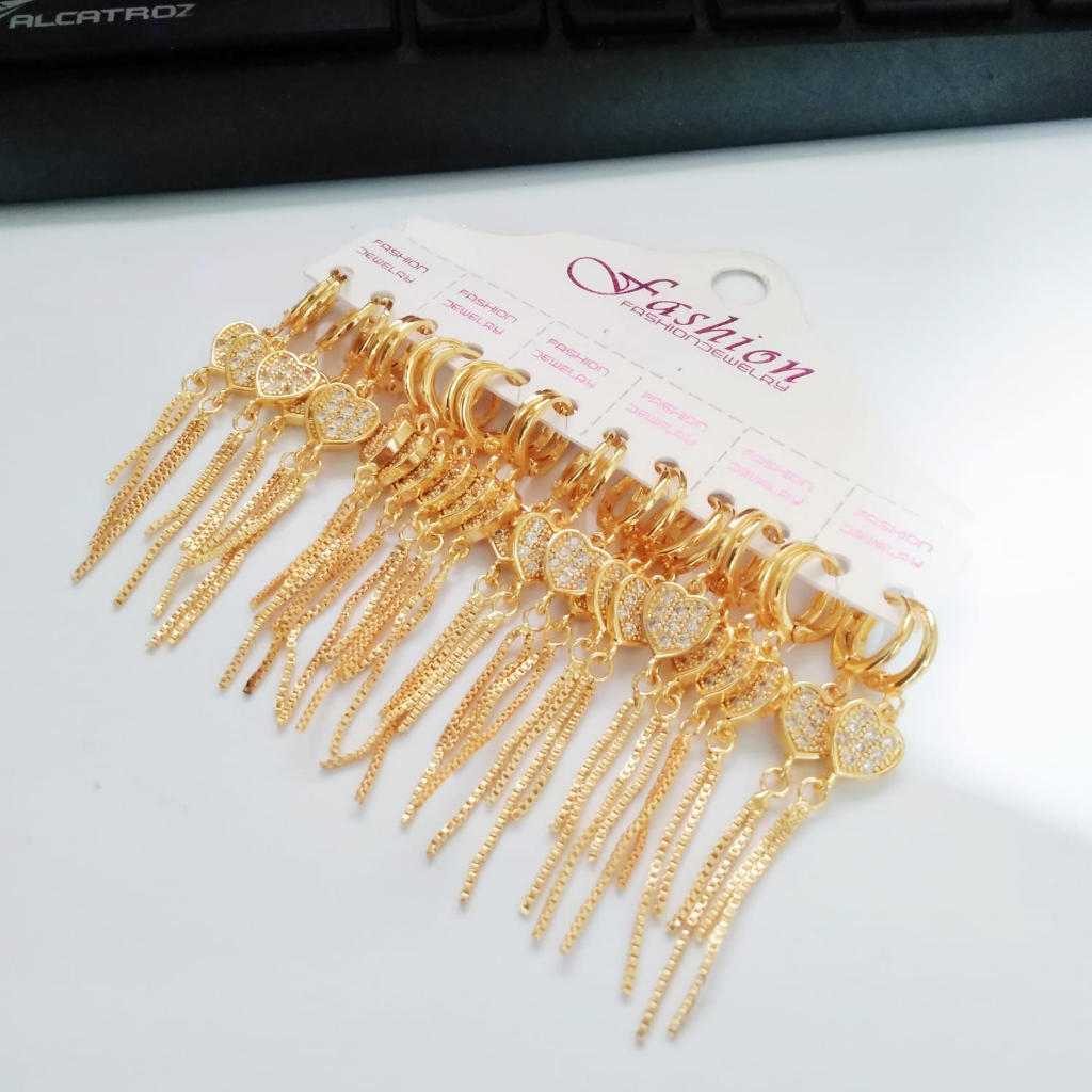 AV271 Grosir Anting Jurai Panjang Permata Anting Love