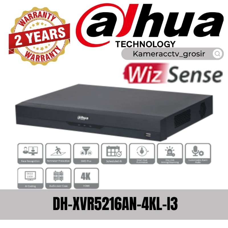 DVR 16CH 8MP DAHUA XVR5216AN-4KL-I3 4K 2 HDD H.265+ WIZSENSE