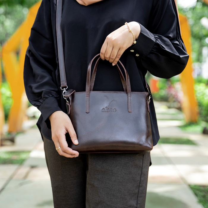 Tas Wanita Branded Model Selempang Slempang Bahu Jinjing Bahan 100% Kulit Sapi Asli Original Alona Premium Leather Sling Bag
