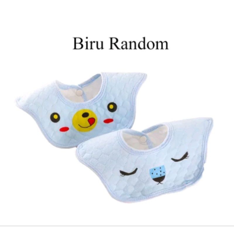 Celemek makan bayi lingkar tahan air waterproof motif lucu/slabber lingkar