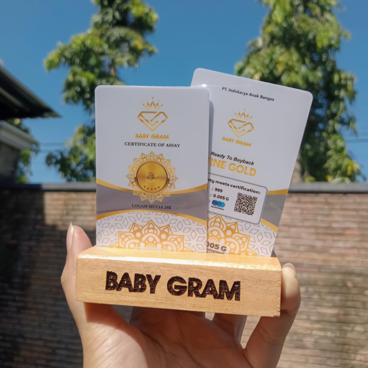 Baby Gram Emas Mini 0,005 Murni Logam Mulia 24 Karat Bersertifikat Sucofindo