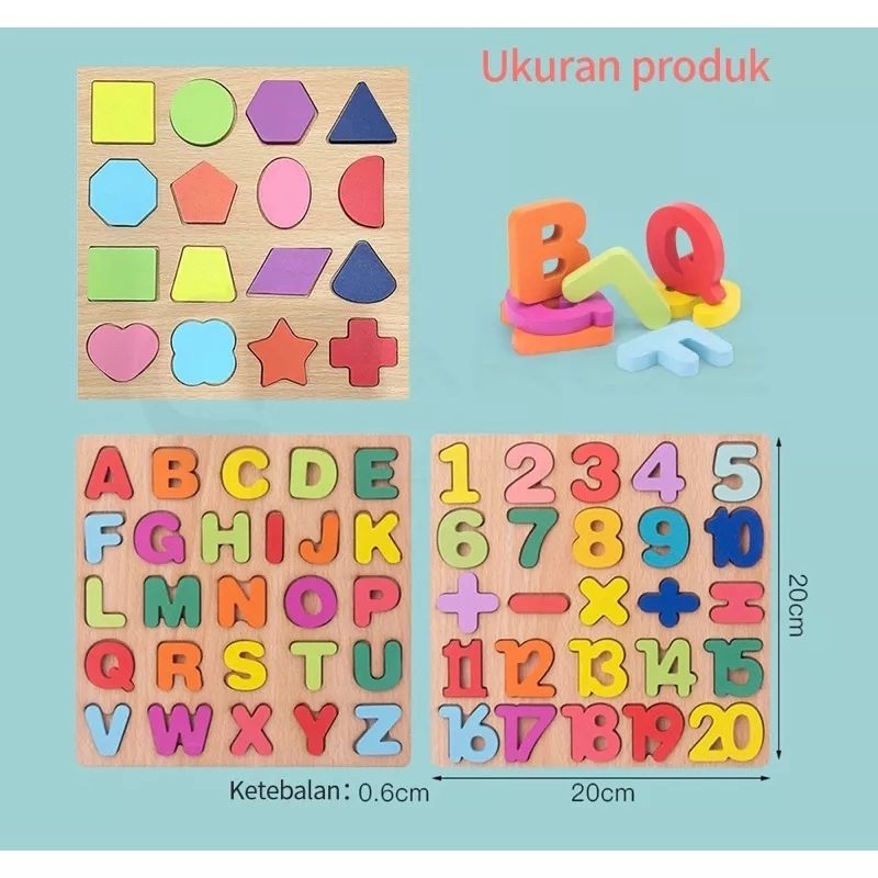 MH80MAINAN PUZZLE 3D GEOMETRY BERMOTIF HURUF ANGKA DAN BENTUK/MAINAN EDUKASI ANAK/PUZZLE ABC,GEOMETRY, BENTUKPUZZLE 123/WOODEN PUZZLE/PUZZLE KAYU BEST