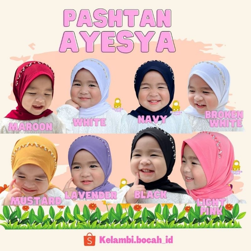 Syafiqahijab Pashtan Ayesya | Pashtan Anak | Jilbab Anak perempuan | Pashmina Instan Anak