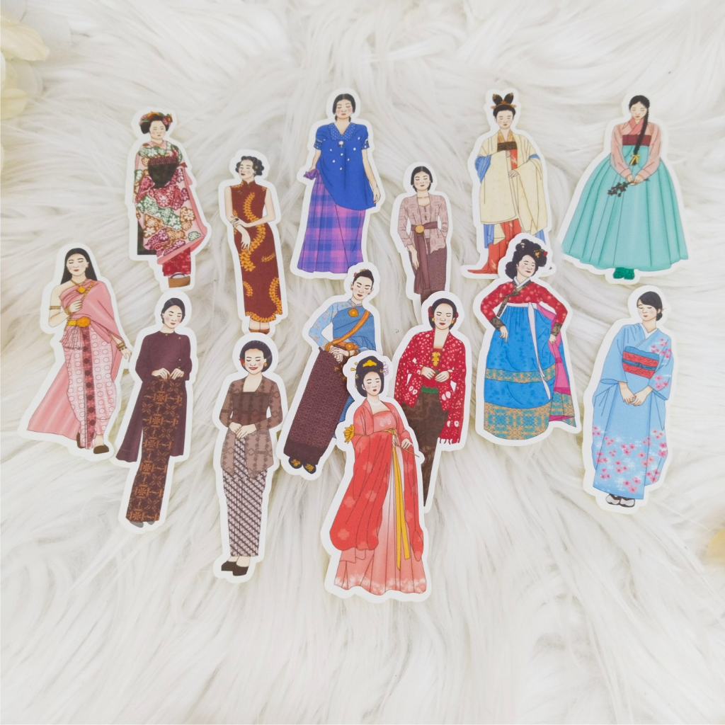 

ZIBA-A005 14pcs Die cut Stiker Asian-Woman untuk journal/scrapbook