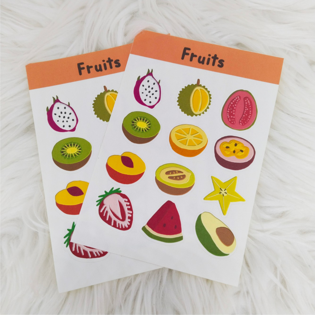 

ZIBA-C004 Sticker sheet mini Kiss cut sticker fruits untuk journal/scrapbook