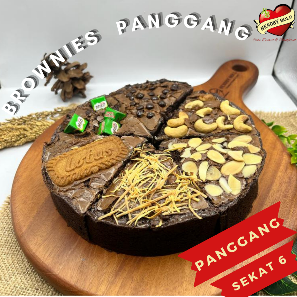 

(PO) Brownies Pizza Sekat 6 / Brownies Panggang / Fudgy Brownies Shiny Crust Coklat / Kue Brownies