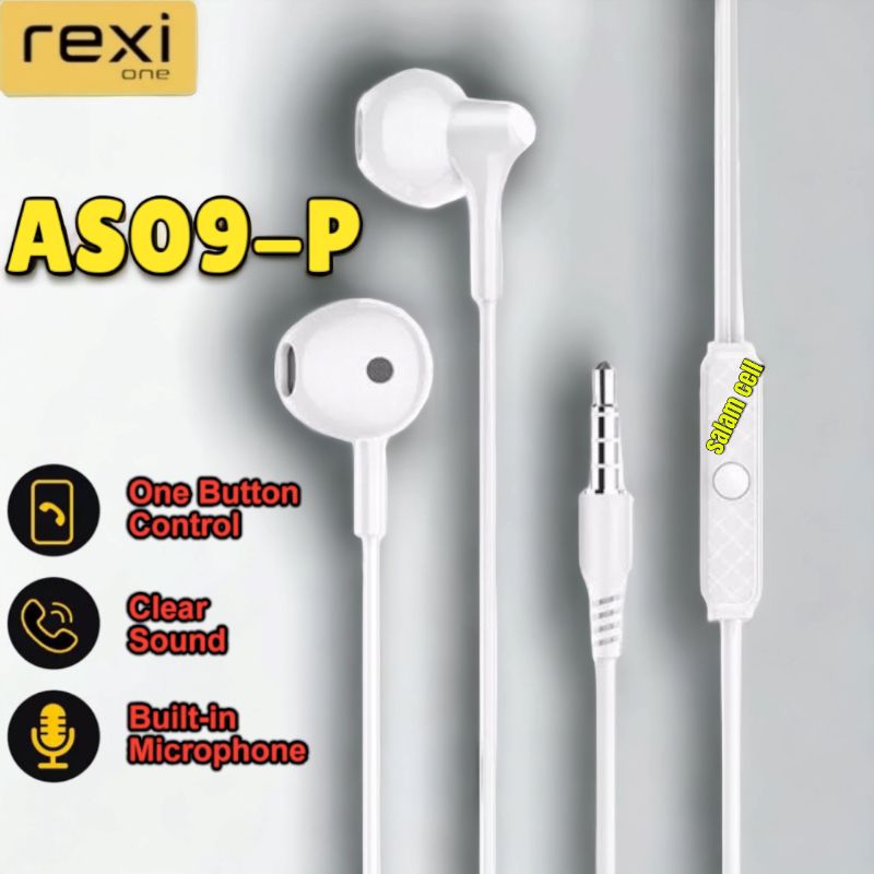 Headset REXI AS09-P Extra Bass One Button Control Clear Sound Original